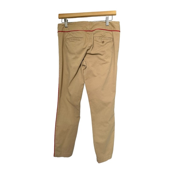 J. Crew Andie Khaki Chino Pants Cotton Tan with Red Piping Trim Size 2 - Picture 6 of 13